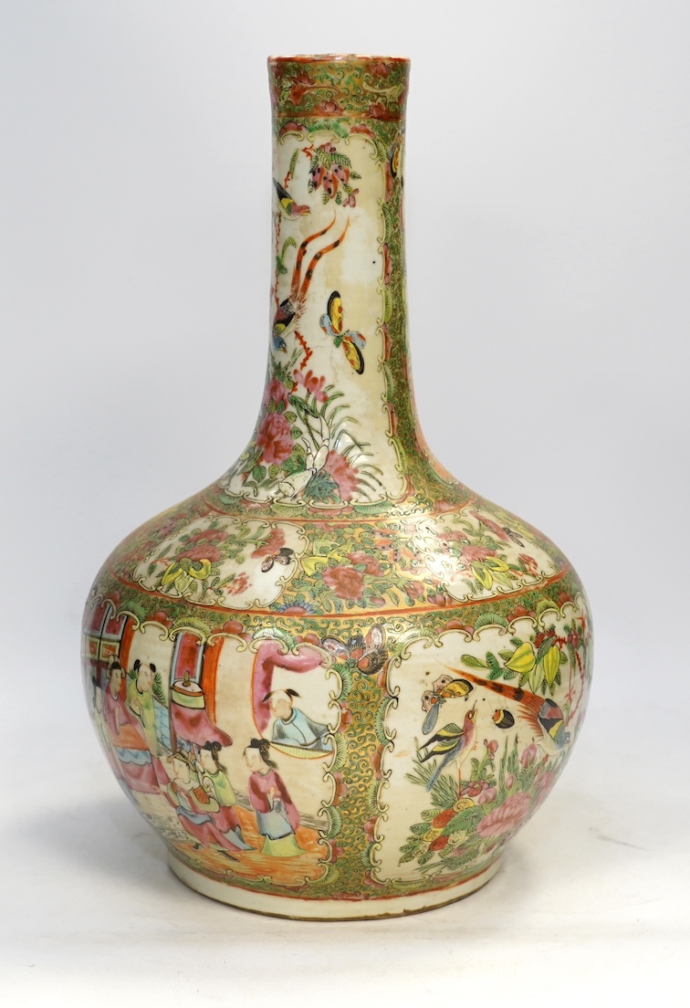 A Chinese famille rose vase, 39cm high. Condition - fair, some chipping to rim and very grubby